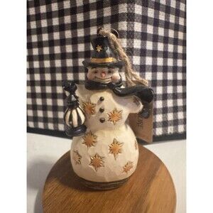 RARE Jim Shore 2019 Christmas Snowman Black + Gold Heartwood Creek 4.5” Ornament